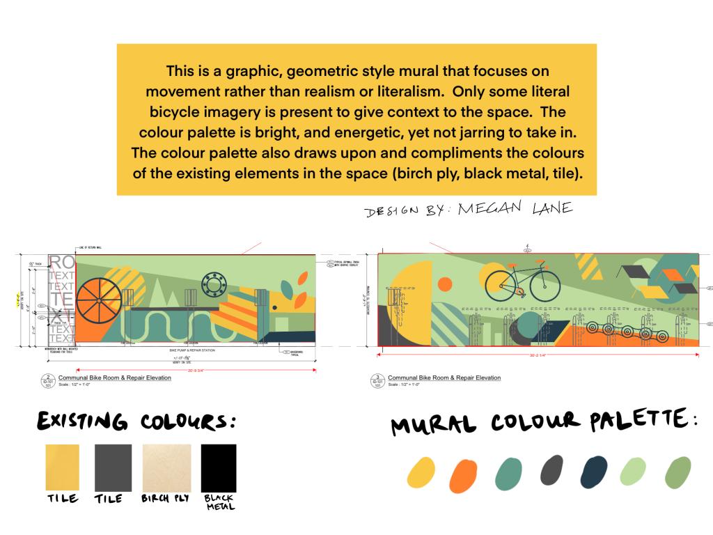 Digital plan for a bike themed mural