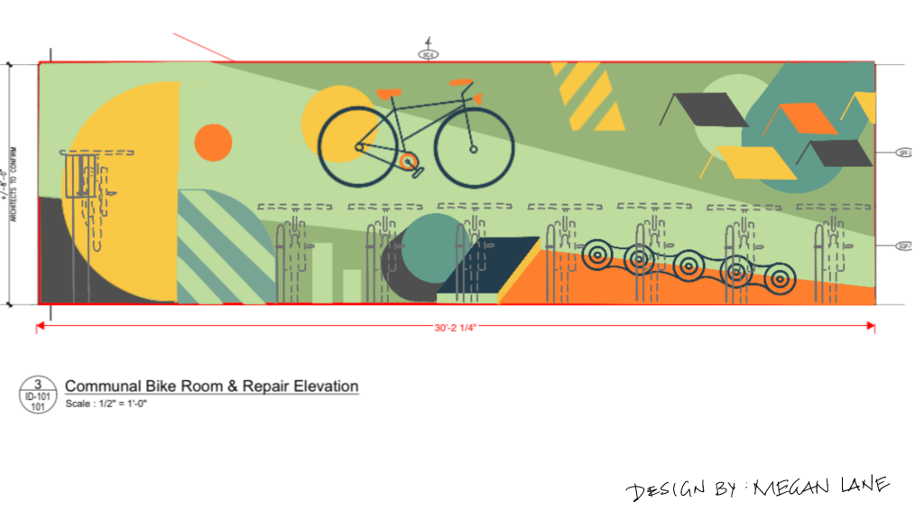 Bike Mural digital drawing 2